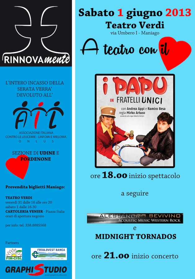 Maniago: a teatro con il cuore a sostegno dell’AIL