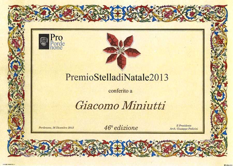 A Giacomo Minutti il premio Stella di Natale 2013